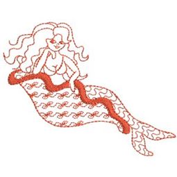Mermaids Redwork 1