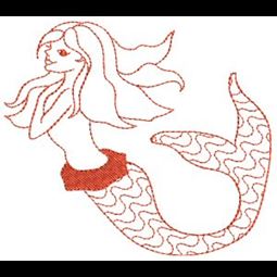 Mermaids Redwork 3