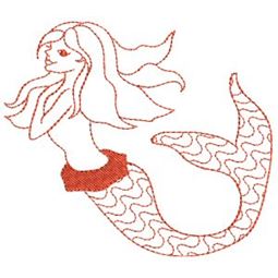 Mermaids Redwork 3