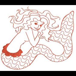 Mermaids Redwork 6