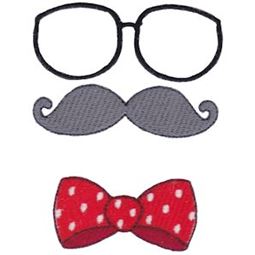 Filled Stitch Glasses Mustache Bow Tie