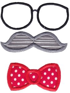 Applique Glasses Mustache Bow Tie