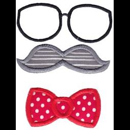 Applique Glasses Mustache Bow Tie