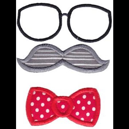 Applique Glasses Mustache Bow Tie