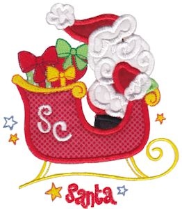 Santas Sleigh Applique 5x7 10
