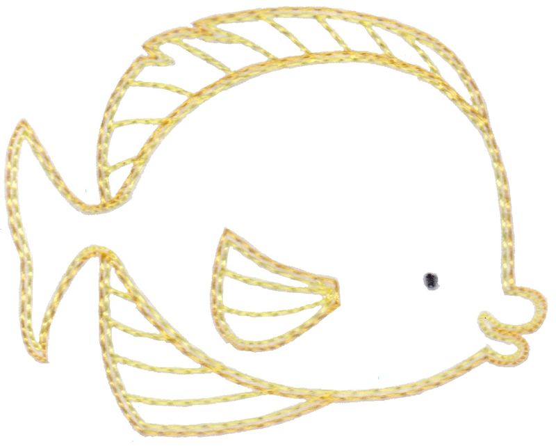 Flounder Fish Vintage Stitch