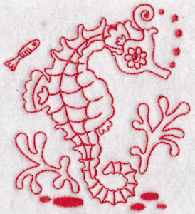 Seahorses Redwork 2