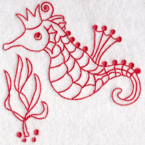 Seahorses Redwork 4