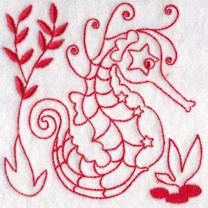 Seahorses Redwork 5