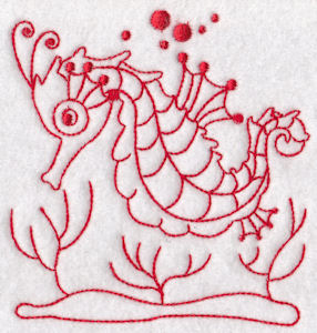 Seahorses Redwork 7