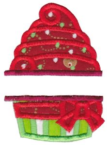 Split Christmas Cupcake Applique