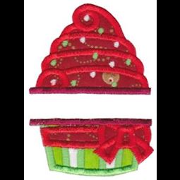 Split Christmas Cupcake Applique