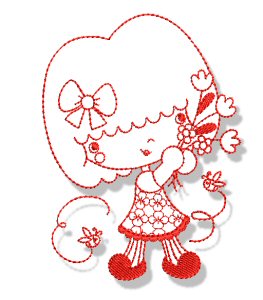 Spring Cuties Redwork 2