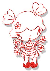 Spring Cuties Redwork 5