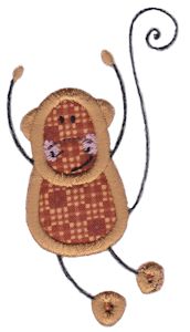 Monkey Stick Animal Applique