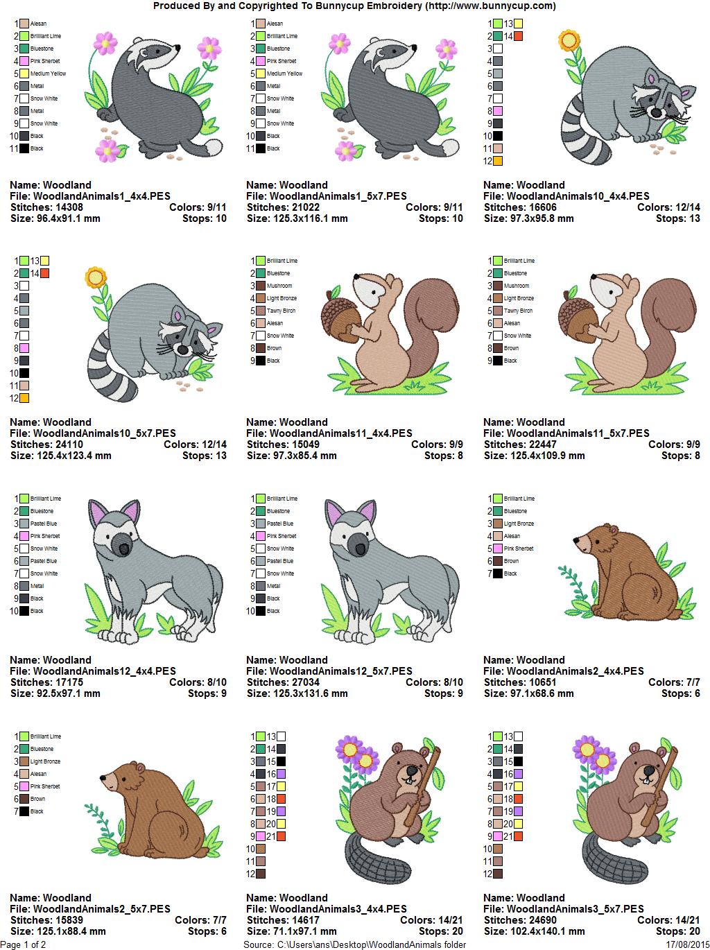 Woodland Animals Embroidery Designs - Bunnycup Embroidery