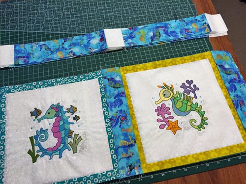 E Embroidered Squares and Sashing