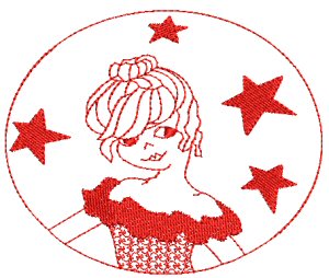 Girls At Play Redwork 11