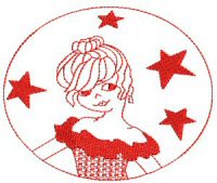 Girls at Play Redwork