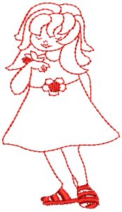 Girls At Play Redwork 2