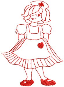 Girls At Play Redwork 7