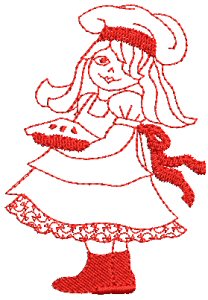 Girls At Play Redwork 8