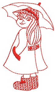 Girls At Play Redwork 9