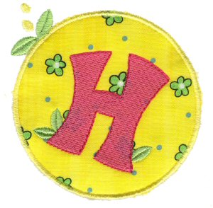 Button Applique Alphabet H