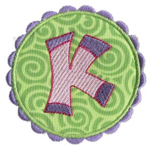 Button Applique Alphabet K