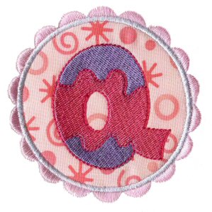 Button Applique Alphabet Q
