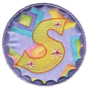 Button Applique Alphabet S