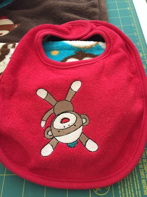 Paula Sock Monkey Bib and Blanket