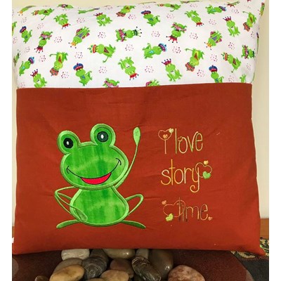 Denise Happy Frog Applique Reading Pillow