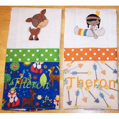 Donna Thanksgiving and Forest Animals Burp Cloths Jul 17